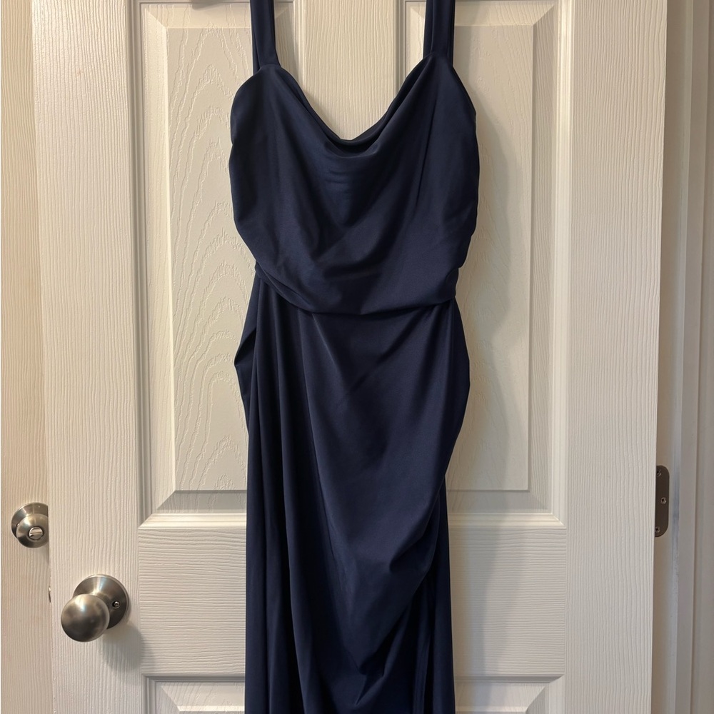 Windsor Navy Asymmetrical Open Back Dress